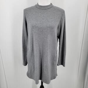 J Jill Pure Jill Tunic Womens Medium Gray Mock Neck Pockets Pima Cotton Blend